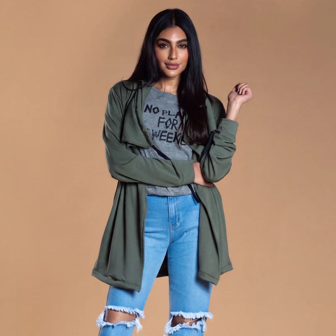 Jet Set Open Front Cardigan for Women – Hooded Long Cardigan with