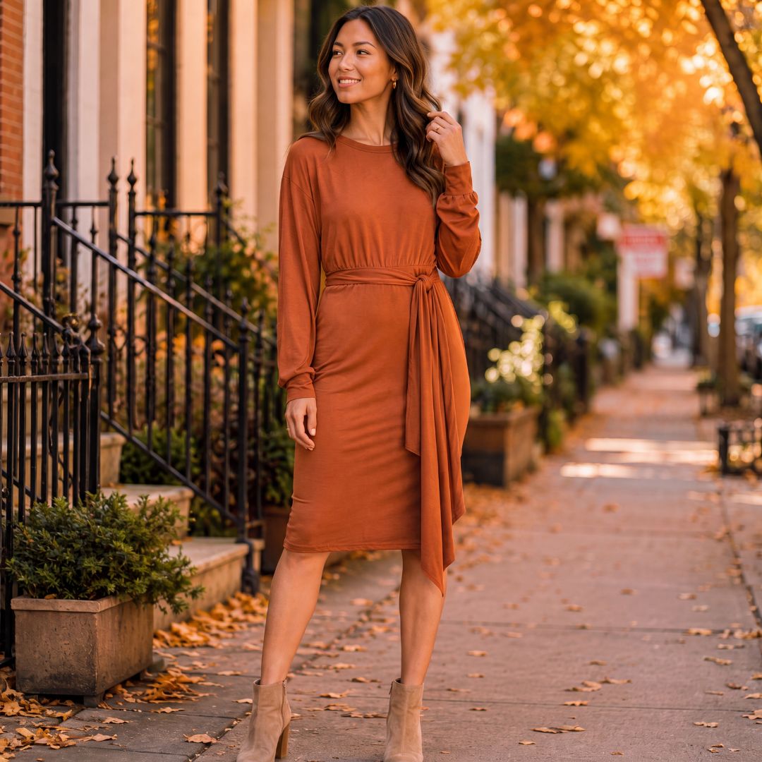 Long Sleeve Jersey Modest Dress By Brigitte Brianna