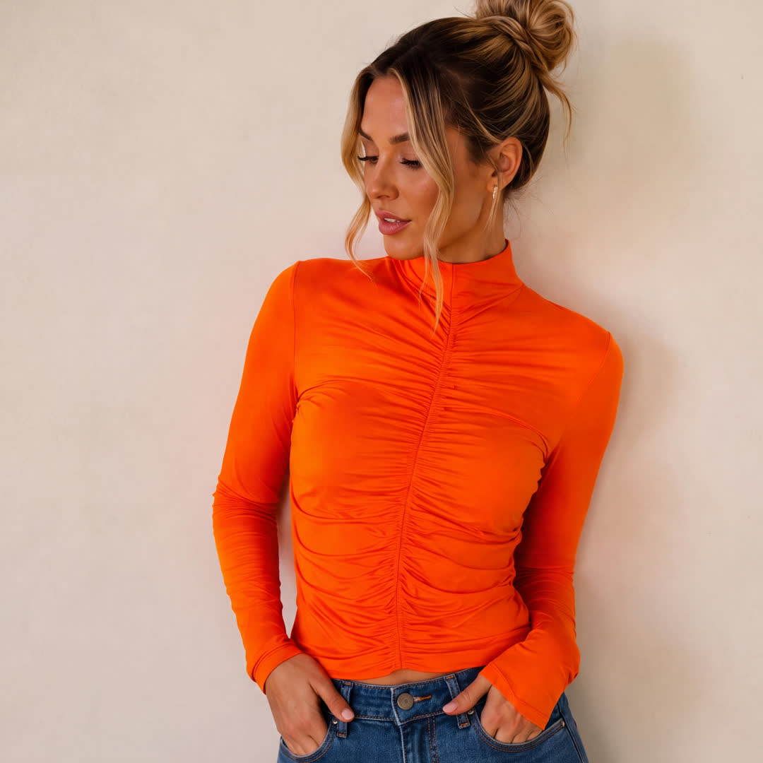 Brigitte Brianna Ruched Turtleneck