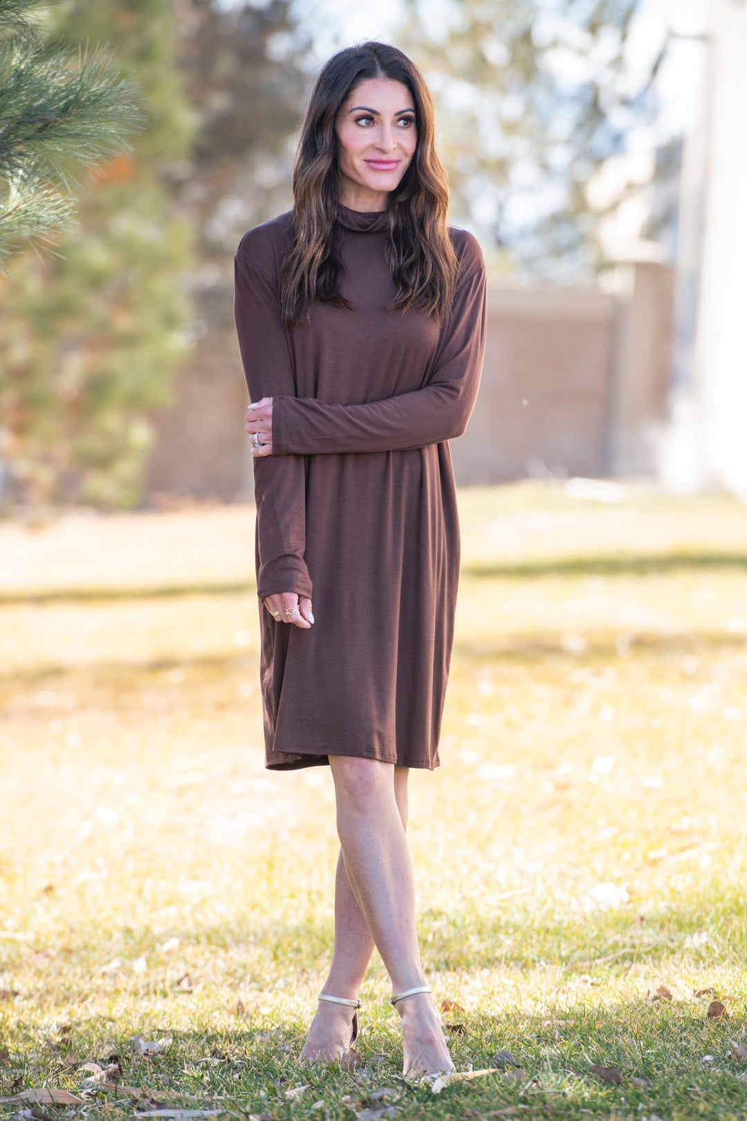 Turtleneck Dress: Modest Dresses By Brigitte Brianna - SexyModest Boutique Cappucino / L at SexyModest Turtleneck Dress: Modest Dresses By Brigitte Brianna - SexyModest Boutique Cappucino / L at SexyModest