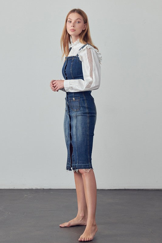 women's overall dress Denim Mini Bringing a modern twist to vintage denim Bailey Denim Overall Dress XL