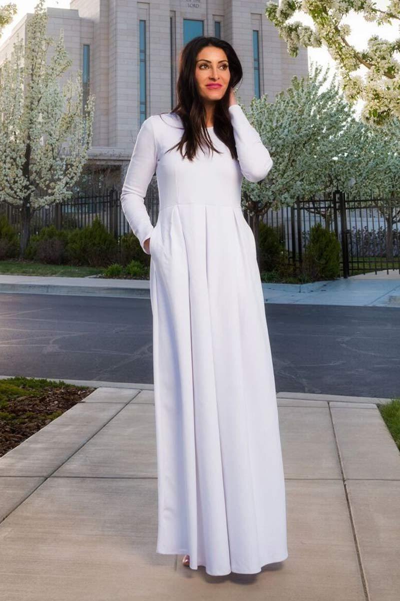 The Michelle: Brigitte Brianna White Modest Dresses White / XL at SexyModest The Michelle: Brigitte Brianna White Modest Dresses White / XL at SexyModest