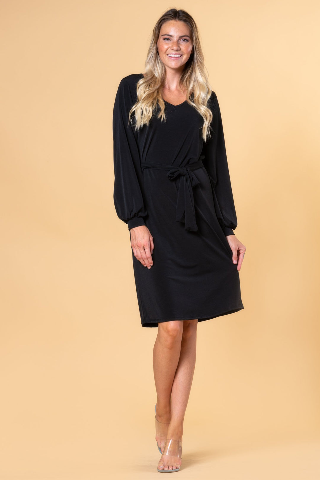 Bubble Sleeve Modest Dress By Brigitte Brianna - SexyModest Boutique Navy / Large at SexyModest Bubble Sleeve Modest Dress By Brigitte Brianna - SexyModest Boutique Navy / Large at SexyModest