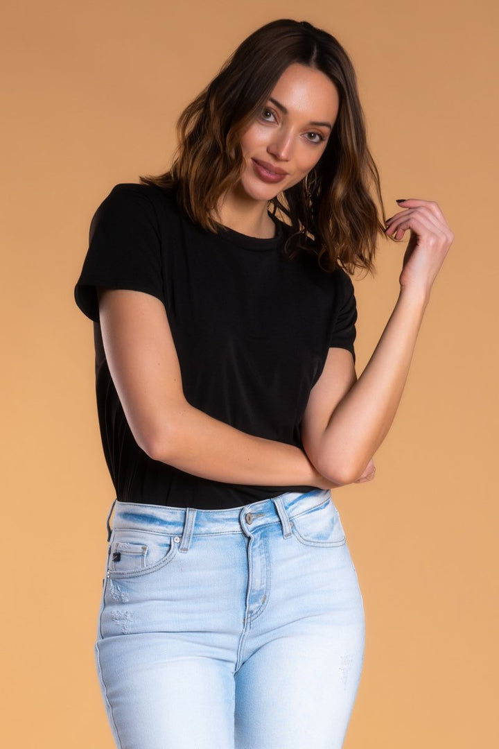 Modest Tops: Brigitte Brianna Crew Neck Tee - SexyModest Boutique