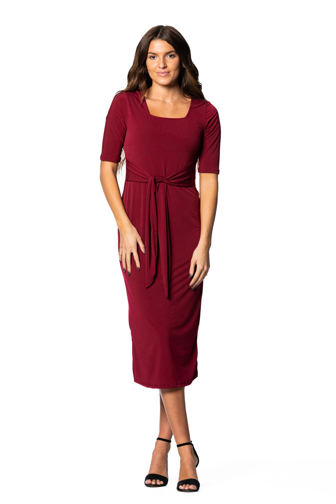 Brigitte Brianna Square Neck Dress Black / S at SexyModest Brigitte Brianna Square Neck Dress Black / S at SexyModest