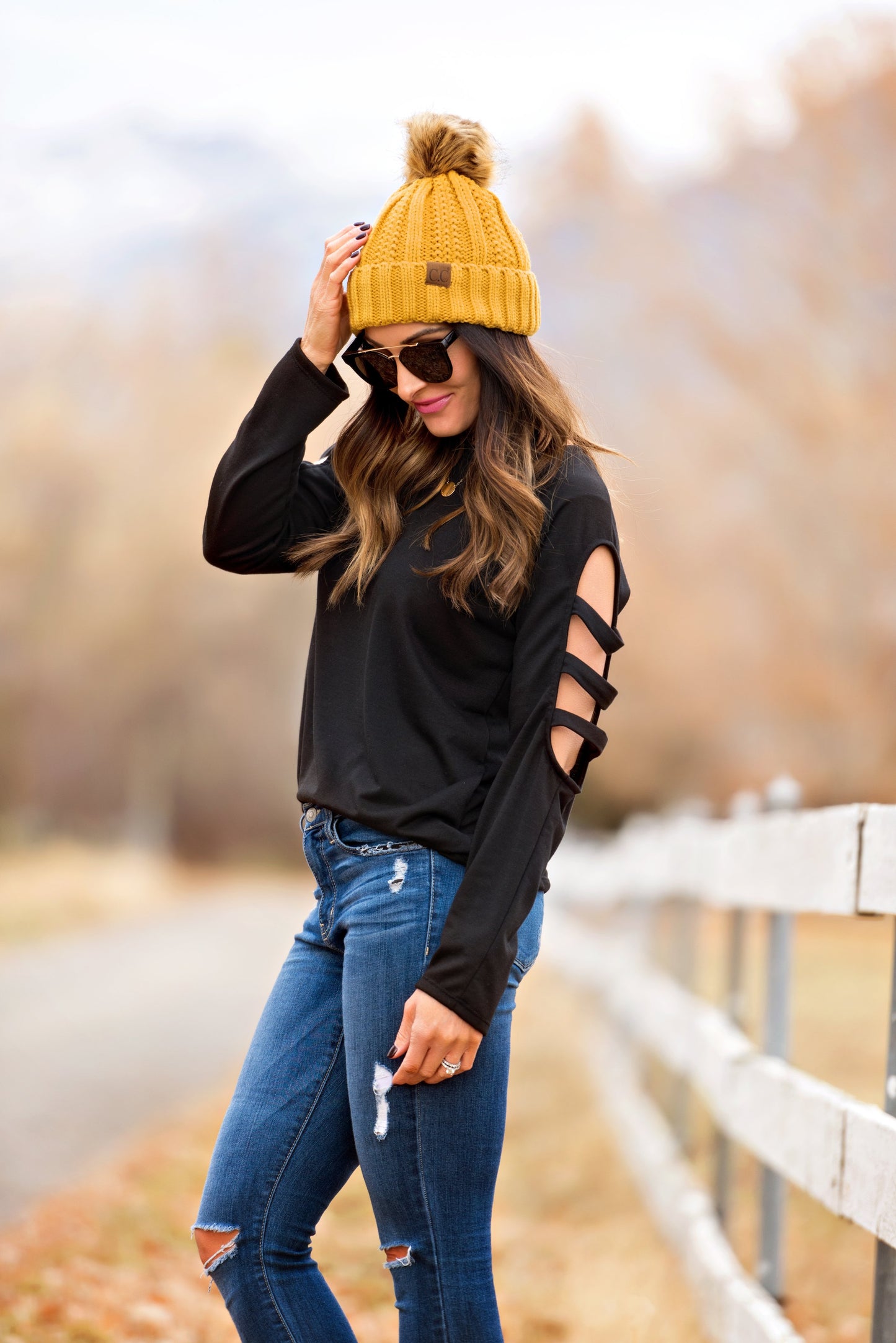 Modest Tops: Brigitte Brianna Slit Sleeve Sweatshirt - SexyModest Boutique