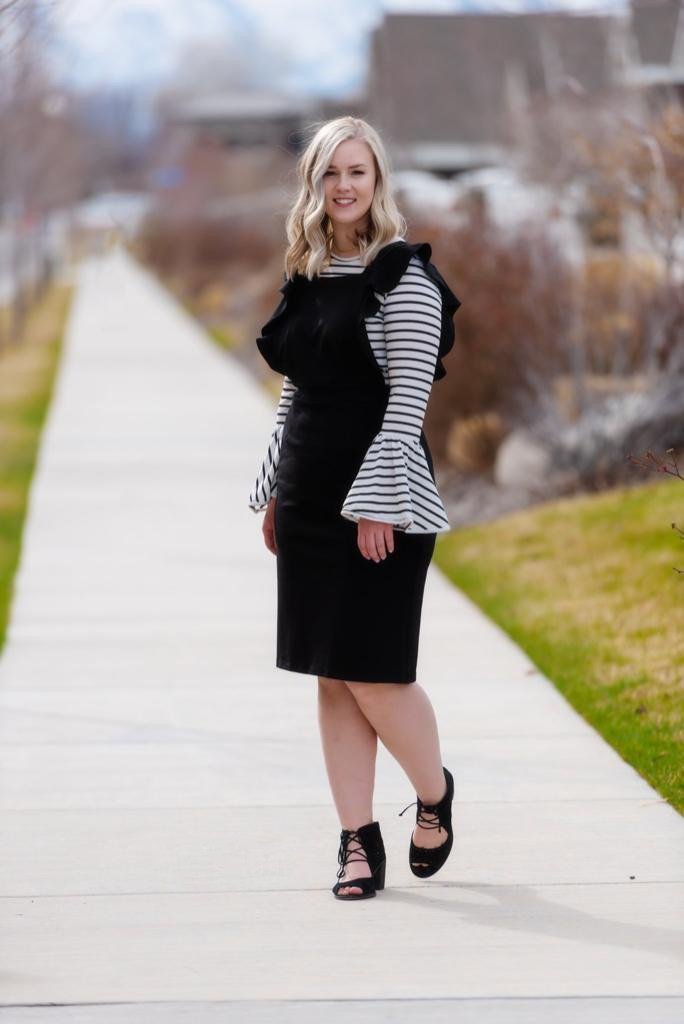 Brigitte Brianna Ruffle Overall Dress by SexyModest Boutique