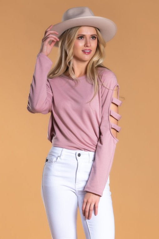 Modest Tops: Brigitte Brianna Slit Sleeve Sweatshirt - SexyModest Boutique