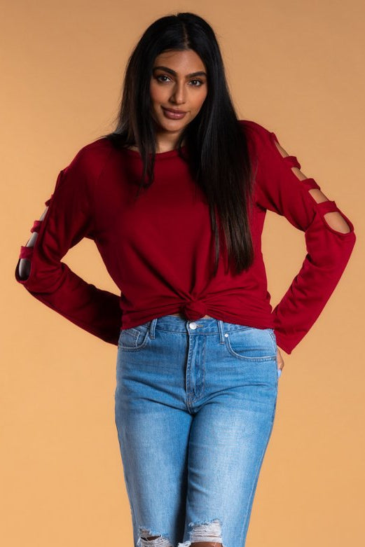 Modest Tops: Brigitte Brianna Slit Sleeve Sweatshirt - SexyModest Boutique