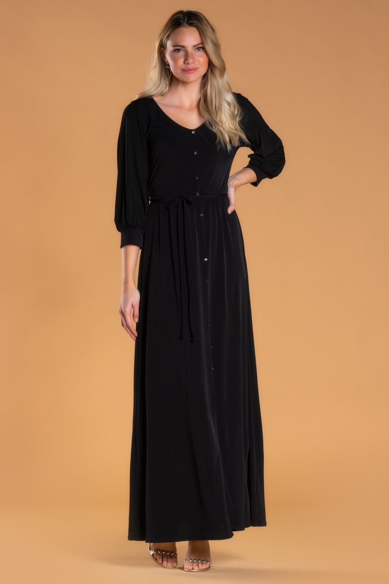 V-Neck Maxi Modest Dress By Brigitte Brianna - SexyModest Boutique Olive / L at SexyModest V-Neck Maxi Modest Dress By Brigitte Brianna - SexyModest Boutique Olive / L at SexyModest