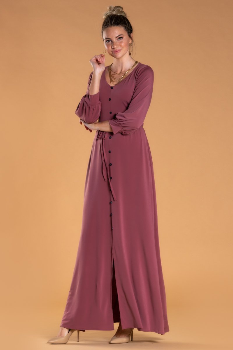 V-Neck Maxi Modest Dress By Brigitte Brianna V-Neck Maxi Modest Dress By Brigitte Brianna