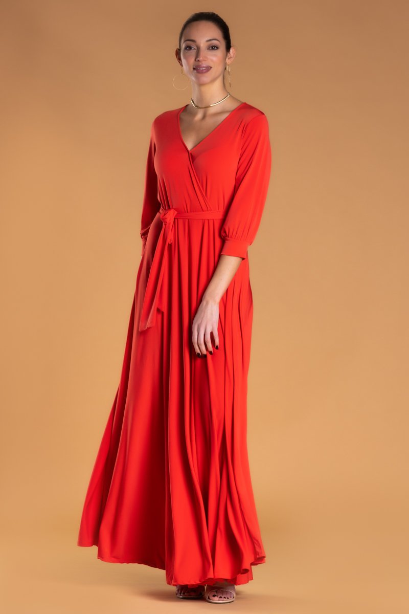 Brigitte Brianna Wrap Maxi Dress Tangerine / S at SexyModest Brigitte Brianna Wrap Maxi Dress Tangerine / S at SexyModest